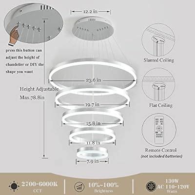 Puvaue Modern Rings Led Chandelier Dimmable Led Ubuy India