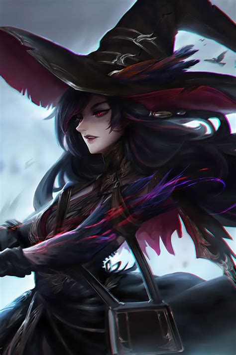 Dark Witch Fantasy Crow Raven 720x1280 Wallpaper Anime Witch