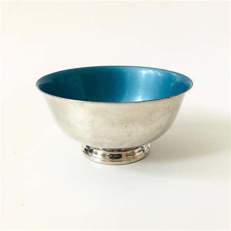 Mid Century Silverplate Enameled Bowl By Reed And Barton Etsy