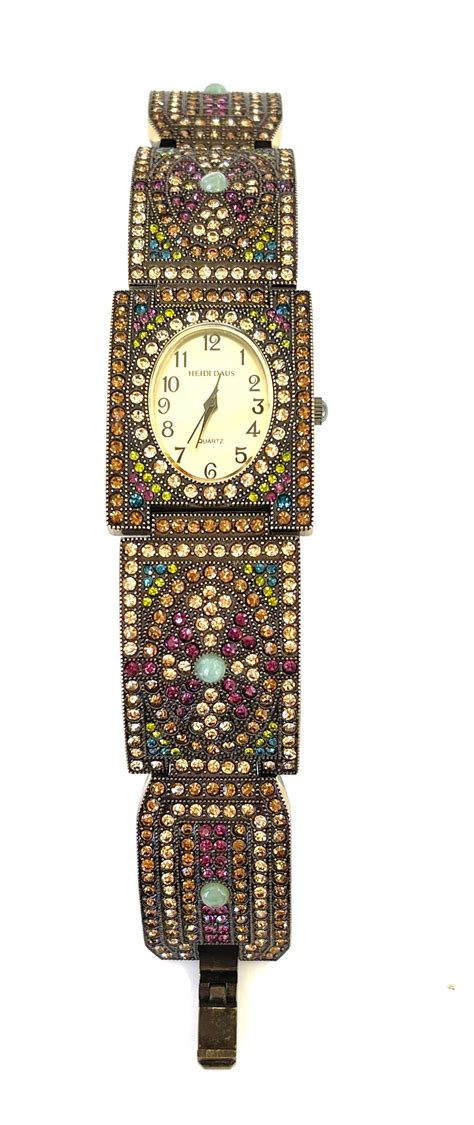 Heidi Daus Art Deco Watch Bracelet Jeweled Crystal Watch Etsy