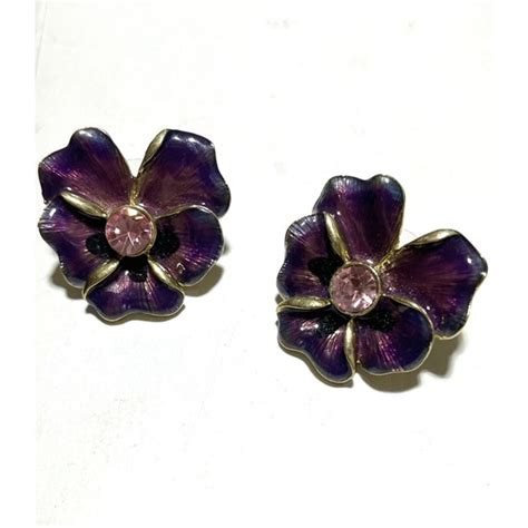 Vintage KJL Kenneth Jay Lane Enamel Rhinestone Flower Gem