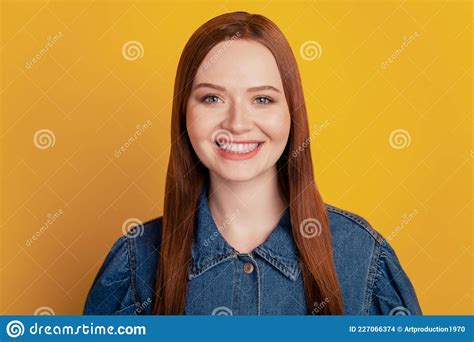 Portrait Of Pretty Cute Adorable Lady Look Camera Toothy Beaming Smile