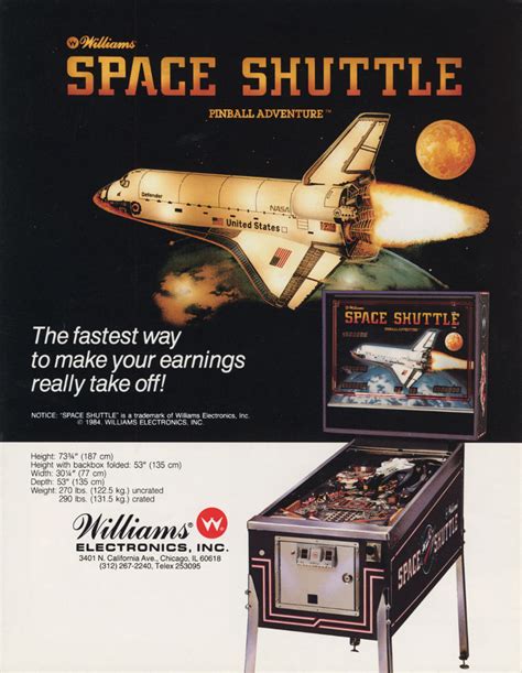 The Arcade Flyer Archive Pinball Machine Flyers Space Shuttle