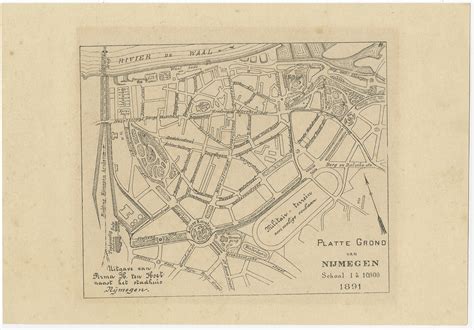 Antique Map Of Nijmegen By Ten Hoet 1891