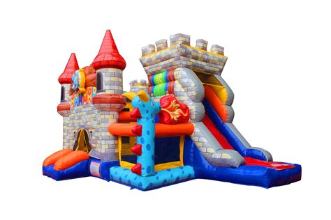 Castle Combo Bounce Slide Commercial Pvc Inflatable Bounce Combo Slide