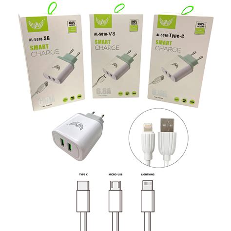 Kit Carregador De Celular Cabo Smart Charge 6 8A Altomex AL 5018