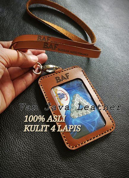 Jual Dompet Id Card Holder Kulit Asli Lapis Custom Name Tag Tali