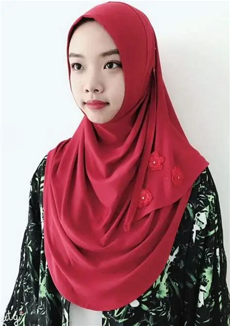 Fashion 2018 Muslim Loop Round Hijab Beautiful Flowers Smooth Elastic