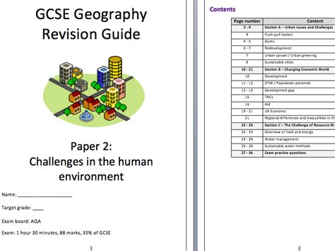 Human Geography Revision Guide Aqa Gcse Teaching Resources