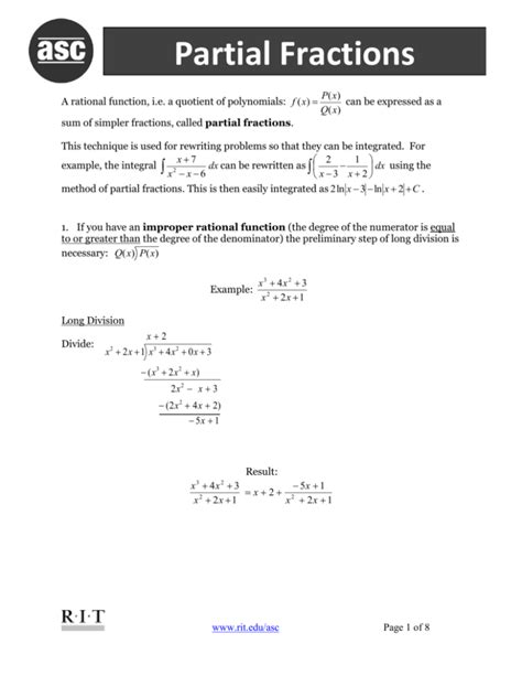 Integration By Partial Fractions