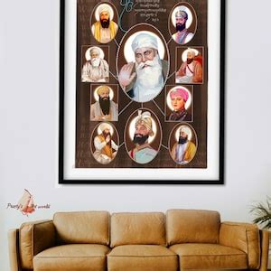 Sikh 10 Ten Gurus Art Work Poster I Sikh Gurus Portrait I Sikhism I Dus