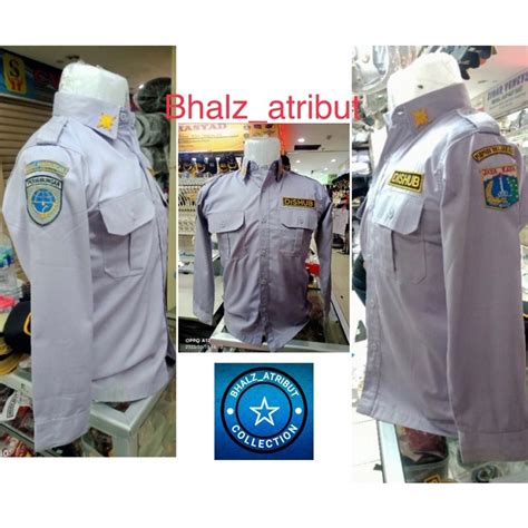 jual baju dishub abu cowok panjang kemeja panjang abu seragam