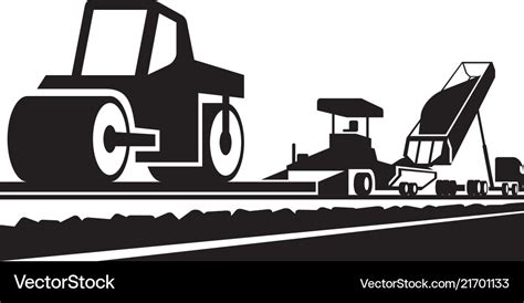 Laying An Asphalt Pavement On A Road Royalty Free Vector