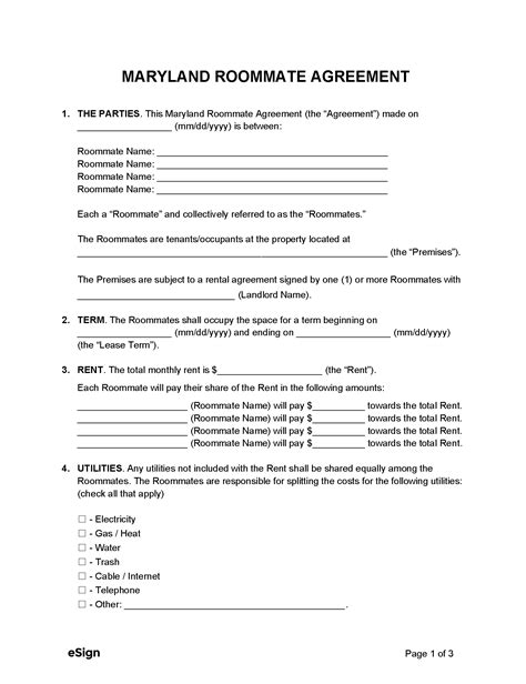 Free Maryland Rental Lease Agreement Templates Pdf Word