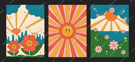 Premium Vector | A set of retro posters in the style of groove and 70s