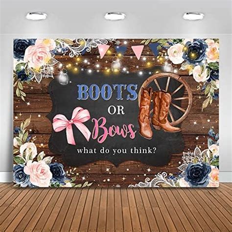 Amazon Mocsicka Boots Or Bows Gender Reveal Backdrop He Or She