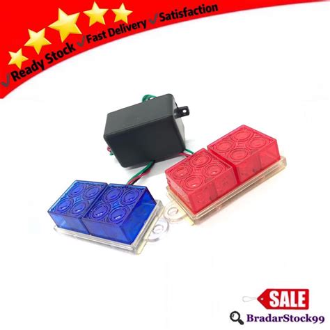 Pcs Inch Led Strobe Flash Red Blue V Kereta Car Universal Strobo