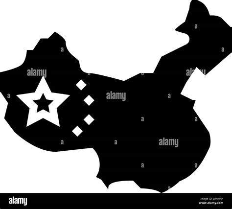 China Country Map Flag Glyph Icon Vector Illustration Stock Vector