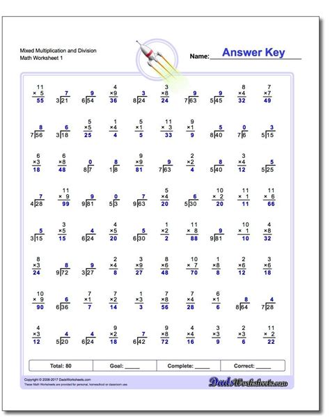 Multiplication Division Worksheets Free Printable