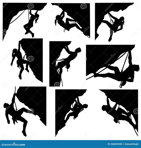 Set Of Rock Climbers Silhouette Stock Vector Illustration Of Outdoor