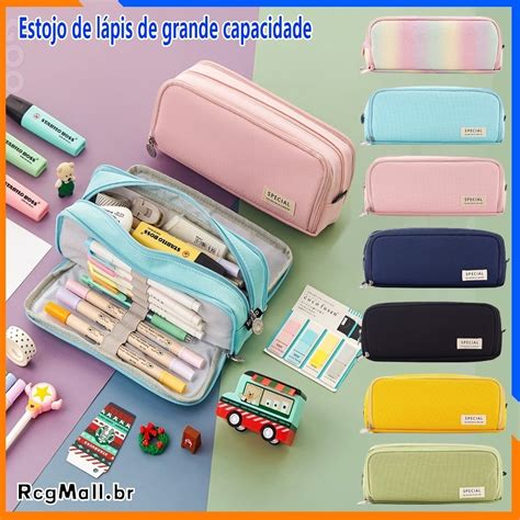 Estojo De Lápis De Tecido De Grande Capacidade Camada Double Sided Pen