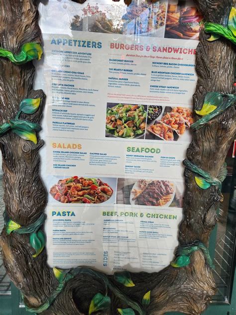 Menu Au Rainforest Cafe Niagara Falls Niagara Falls Clifton Hill