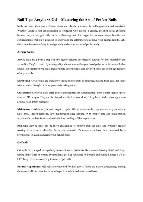 Ppt Nail Tips Acrylic Vs Gel Mastering The Art Of Perfect Nails
