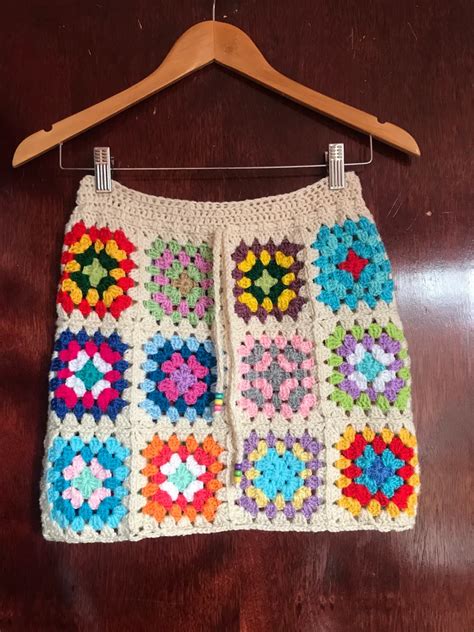 Granny Square Boho Skirt Crochet Skirt Granny Square - Etsy | Crochet ...