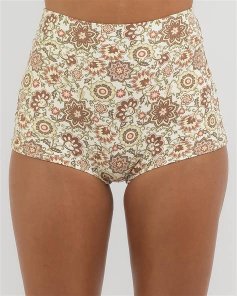 Shop Rhythm Raya Paisley Surf Shortie Bikini Bottom In Natural Fast Shipping Easy Returns