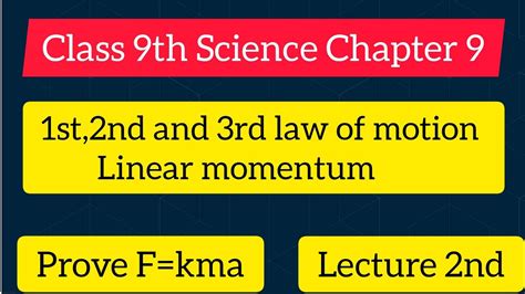 Newton Law Of Motion Class 9th Science Chapter 9 Prove F Ma Linear Momentum Lecture 2