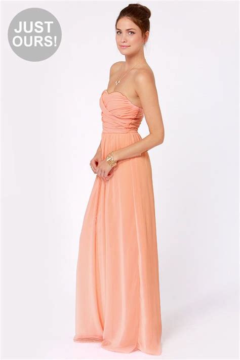 Lulus Exclusive Slow Dance Strapless Peach Maxi Dress Peach Maxi Dresses Maxi Bridesmaid