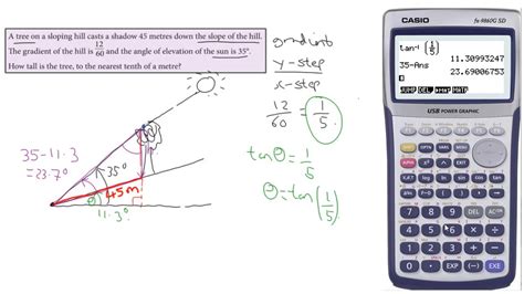 Tree On A Slope Angle Of Elevation Problem Sine Rule Youtube