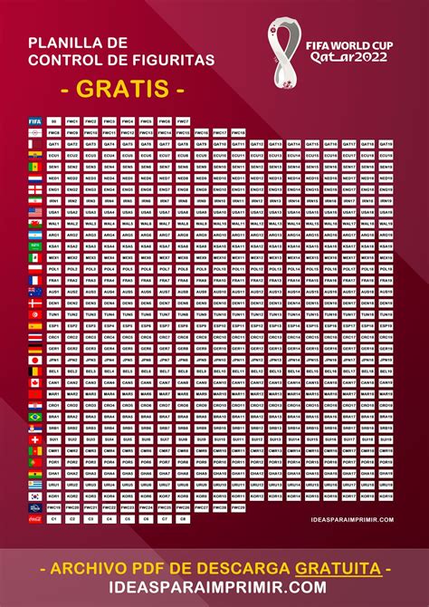 Planilla Para Controlar Las Figuritas Del Fifa World Cup Qatar En