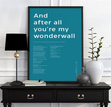 Oasis Wonderwall Lyrics Poster Lyrics Print Wonderwall Song | Etsy