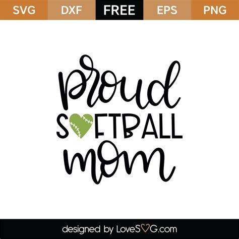 Free Proud Softball Mom Svg Cut File