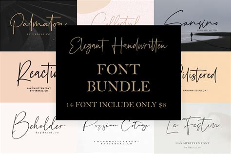 Elegant Handwritten Font Bundle Cricut Fonts Procreate Etsy