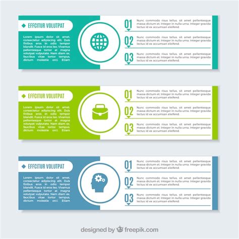 Free Vector Three Infographic Banners With Decorative Icons