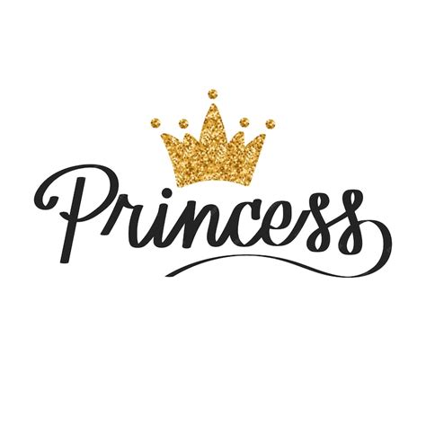 Premium Vector Princess Lettering With Gold Glitter Crown