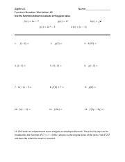 Function Notation Worksheet 2 - Algebra1 FunctionNotationWorksheet#2 ...