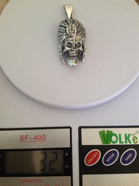 Dije De Calavera Grande Con Penacho En Plata Ley En