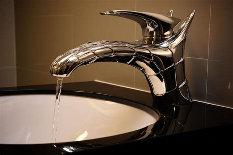 Premium AI Image Turn On The Chrome Faucet On The Washbasin