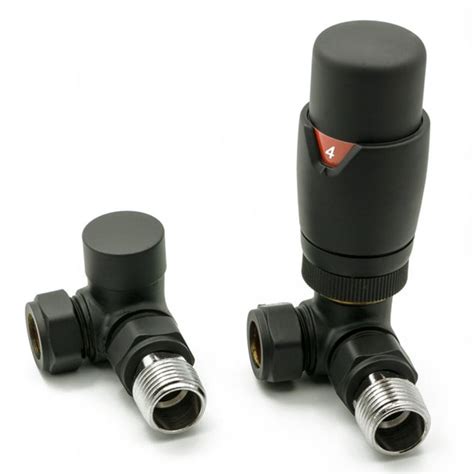 Reina Modal Black TRV Corner Radiator Valve Radiator Valves From TAPS UK