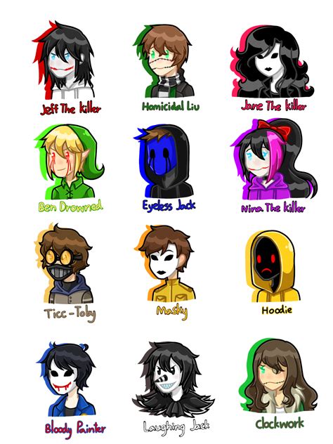 Creepypasta: Characters 1 by BeamB2 on DeviantArt