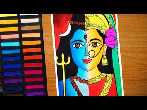 Half Lord Shiva Half Maa Durga Ardhnarishwar Drawing And Painting