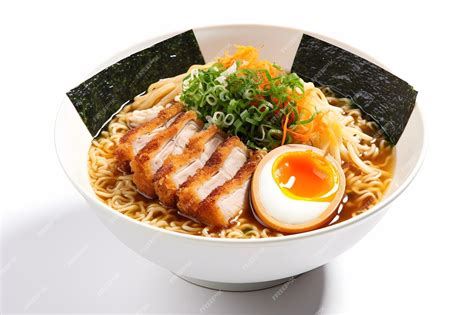 Premium Photo A Halal Japanese Tonkatsu Ramen Bowl With Thick Noodles