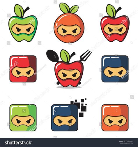 Fruit Ninja Icon Logo Set Stock Vector (Royalty Free) 730433803 ...