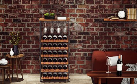 Amazon X Cosrack Rustic Bottles Floor Wine Rack Shelf With Wine