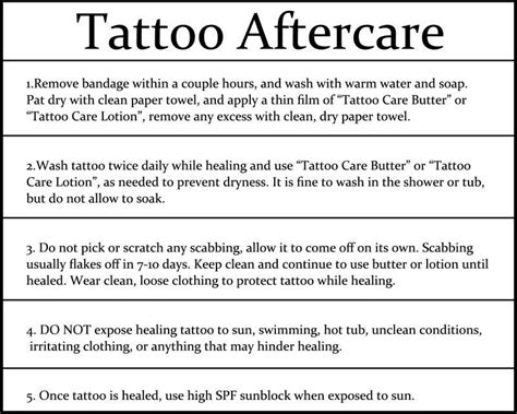 Tattoo Aftercare Instructions Printable Calendar Printables