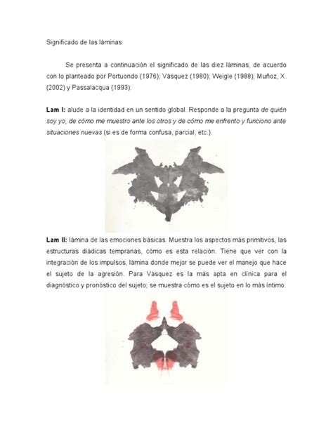 Significado De Las Láminas Del Test De Rorschach