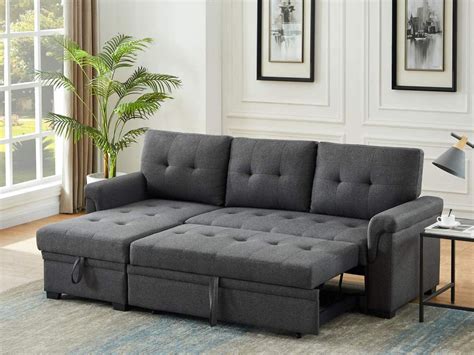 Amazon FANYE Linen Upholstery 84 Sectional W Reversible Storage